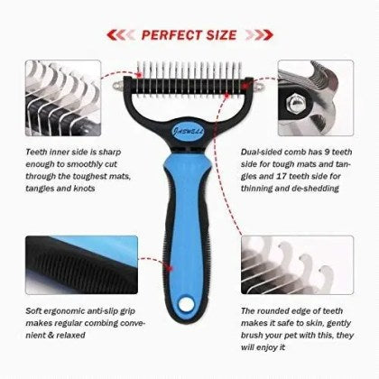 High-quality pet dematting comb with dual heads