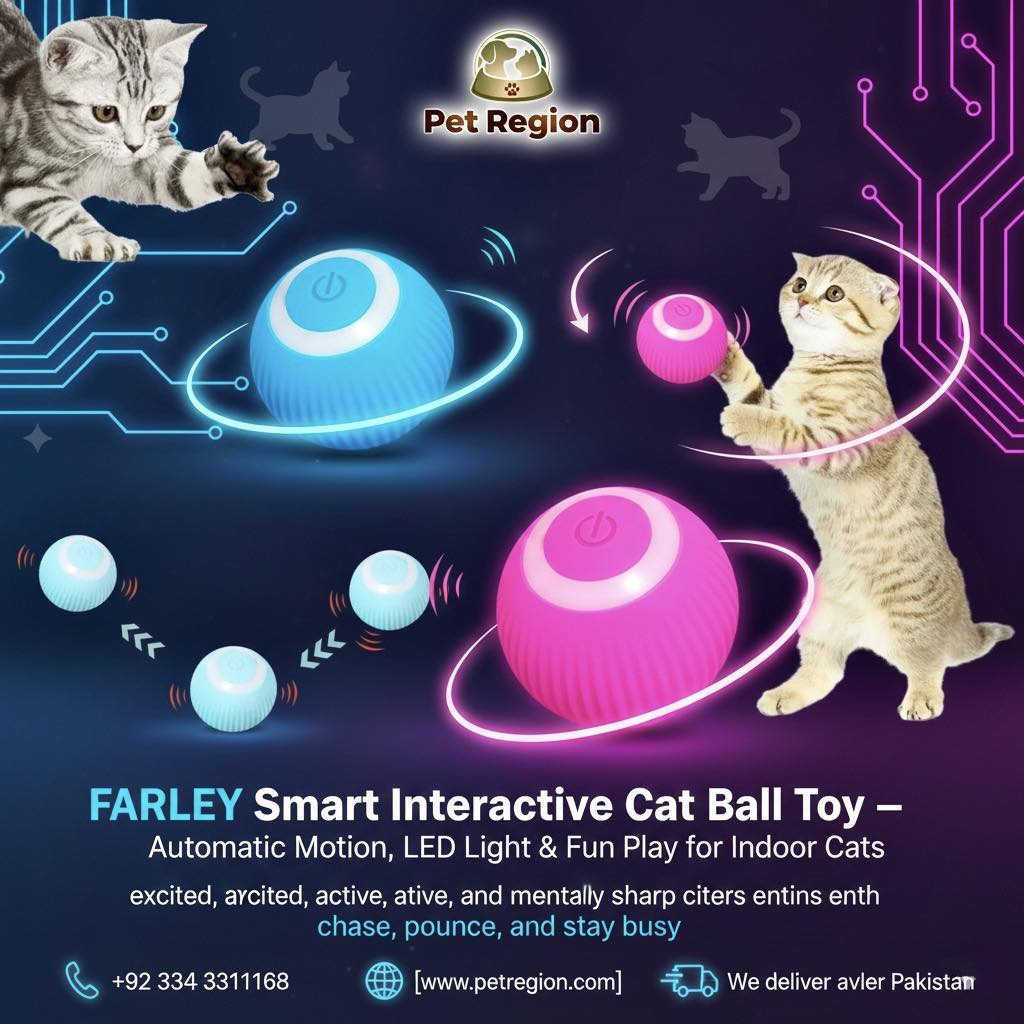 FARLEY Smart Interactive Cat Ball Toy – Automatic Motion, LED Light, U – Pet  Region