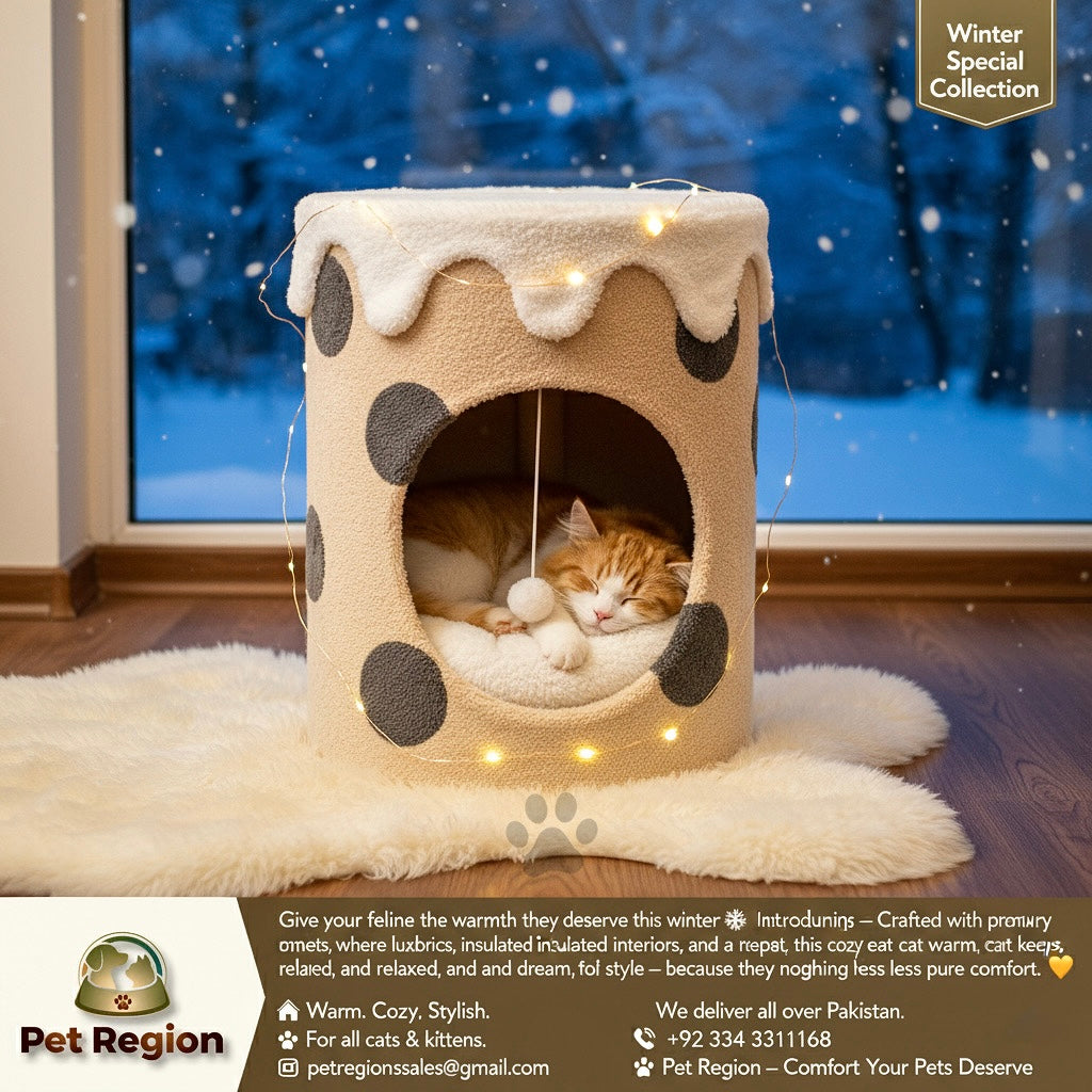Cozy Cat Cave Condo – A Warm and Comfortable Winter Shelter for Your Feline Friend