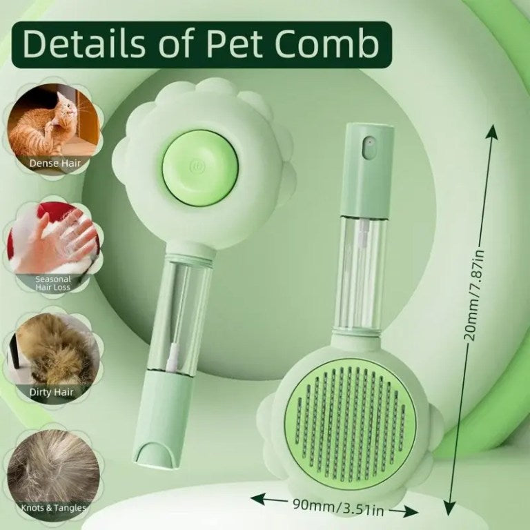 WaggyTech 2-in-1 Cat & Dog Self-Clean Brush with Spray