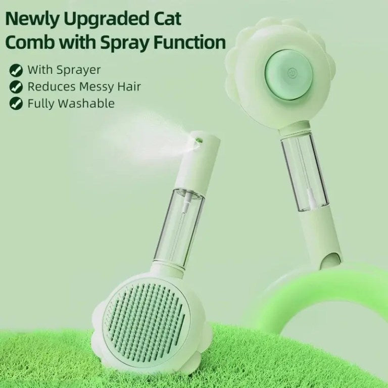 WaggyTech 2-in-1 Cat & Dog Self-Clean Brush with Spray