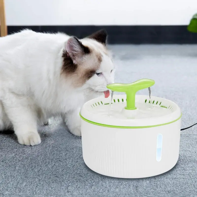 2L Silent Cat & Dog Fountain with LED Water Level View