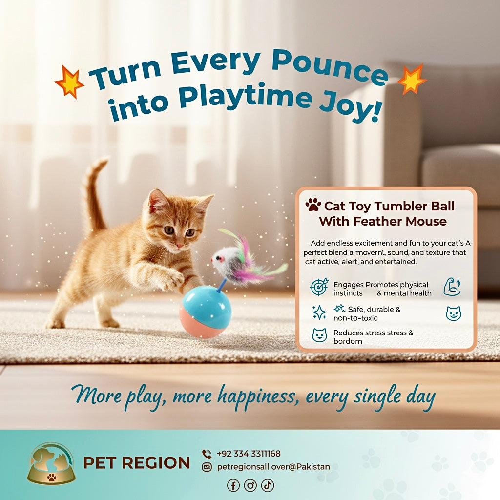 Cat Tumbler Ball Toy with Feather Mouse for Fun Play