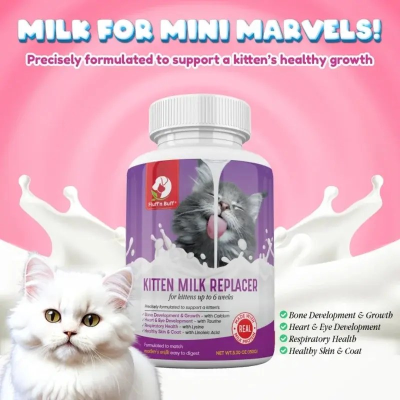 FluffnBuff Kitten Milk Replacer for Newborn Kittens