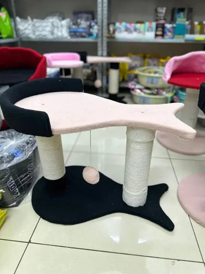 Fish-shaped cat tree for scratching, playing, and resting