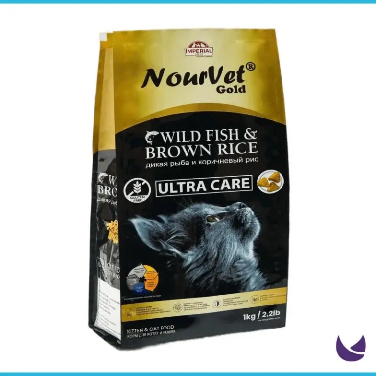 Nourvet Gold Cat Food, Wild Fish & Brown Rice Flavor, 1kg pack