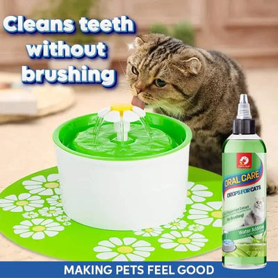 Oral care drops for fresh pet breath and healthy teeth