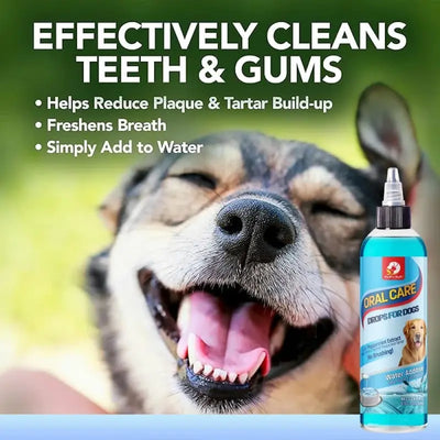 Oral care drops for fresh pet breath and healthy teeth