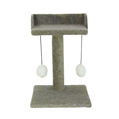 Cat scratching post with play seat; fun, sturdy, cozy