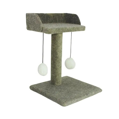 Cat scratching post with play seat; fun, sturdy, cozy