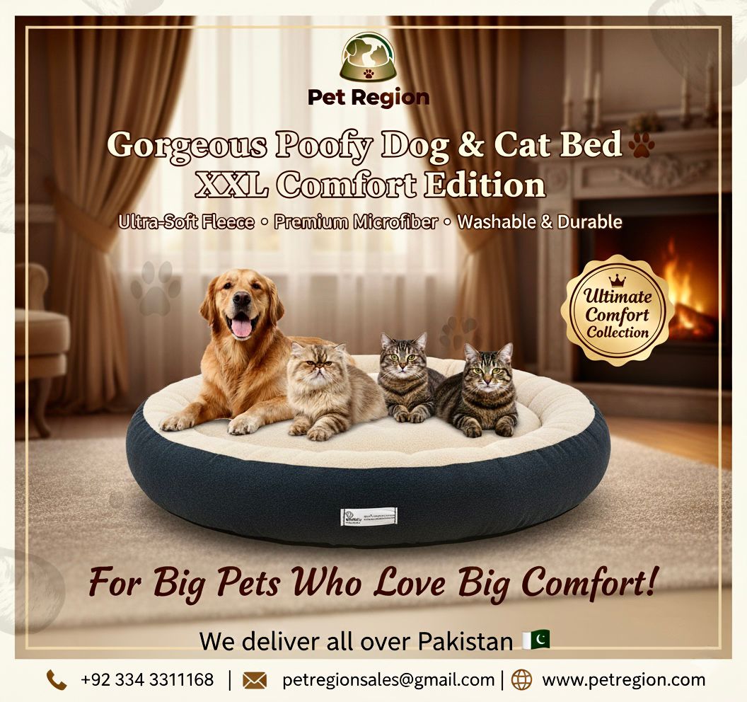 Gorgeous Poofy Dog & Cat Bed – XXL Round Shape, Ultra-Soft Fleece, Premium Microfiber Cushion for Ultimate Comfort