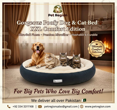 Gorgeous Poofy Dog & Cat Bed – XXL Round Shape, Ultra-Soft Fleece, Premium Microfiber Cushion for Ultimate Comfort