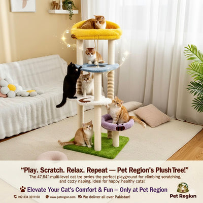 Pet Region's Plush Cat Tree 47.64" Large Scratching Post
