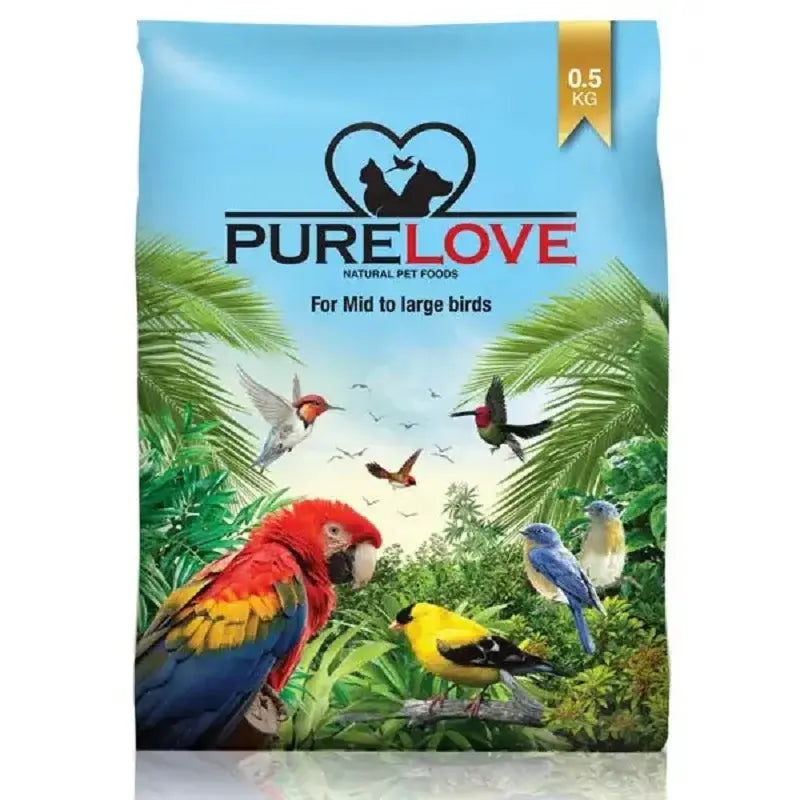 Pure Love Mid to Large Birds Food, Pouch, 500g