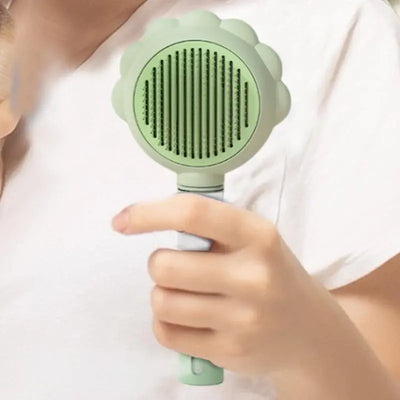 Flower Push-Button Grooming Brush for Pets – Stylish Self-Cleaning Brush for Dogs & Cats