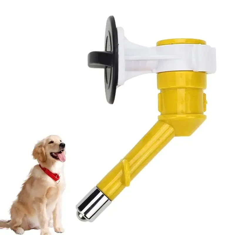 Flexible wall-mounted water bottle nozzle for pets.