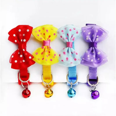 Adjustable Pet Cat Dog Neck Collar Bow Design With Bell