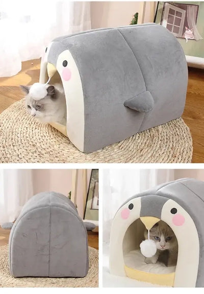 Penguin Face Igloo Pet House for cats comfort