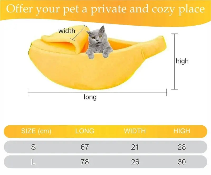 Fully Covered Banana Design Cat Bed Large size for cat Coozy winters