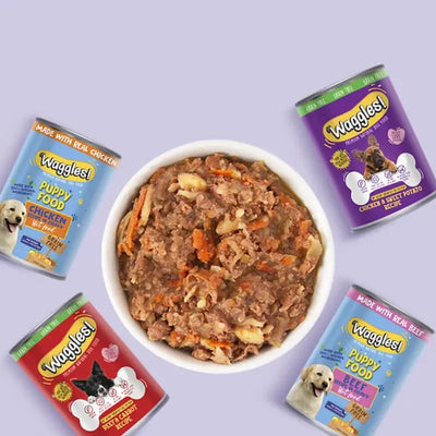 Waggles 400g Wet Jelly Dog Food in a Tin
