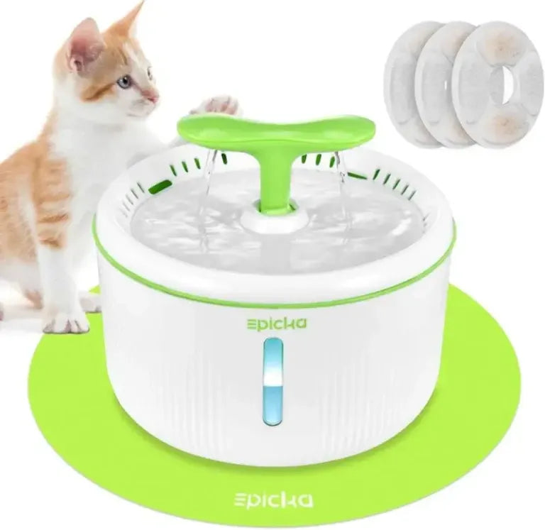 2L Silent Cat & Dog Fountain with LED Water Level View