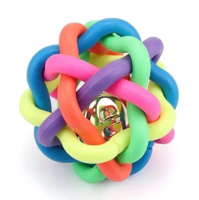 50 Multi-Color Teether Knot Ball Toy with Bell for Pets