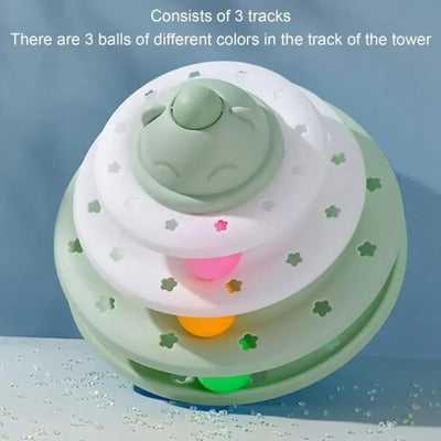 Cat toy roller with 3-level turntable and colorful balls