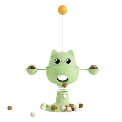 Educational cat toy ball with slow feeder, spring, and spinner