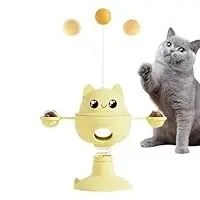 Educational cat toy ball with slow feeder, spring, and spinner