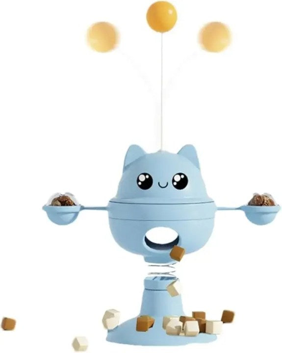 Educational cat toy ball with slow feeder, spring, and spinner