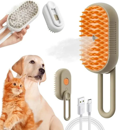 Electric cat brush for grooming, massaging, and hair removal