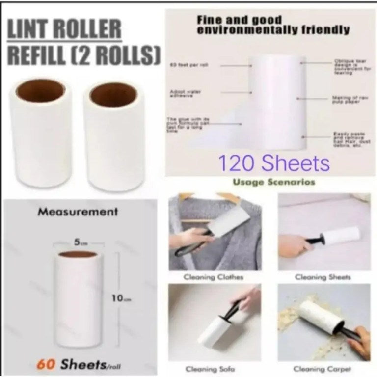 Pack of 2 Imported Lint Roller Refills, Best Quality Sheets