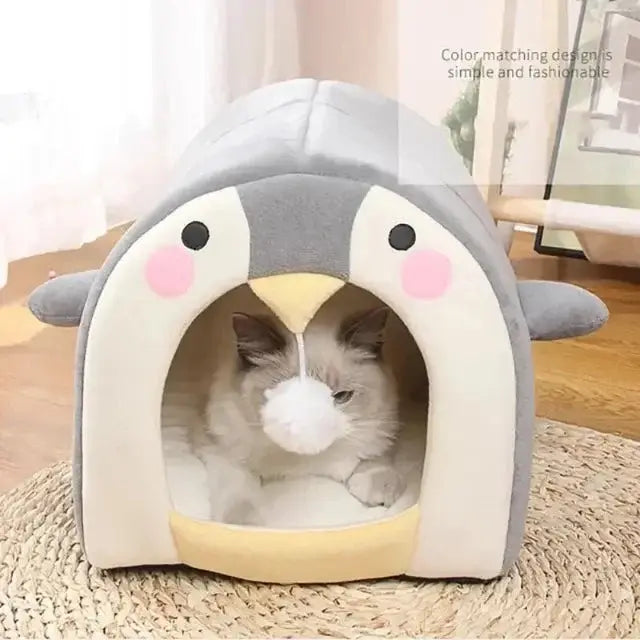 Penguin Face Igloo Pet House for cats comfort