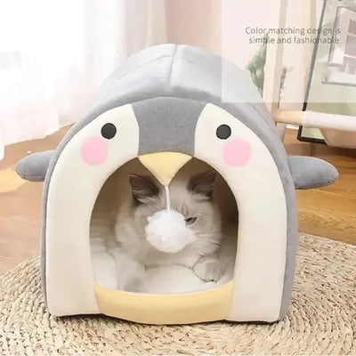 Penguin Face Igloo Pet House for cats comfort