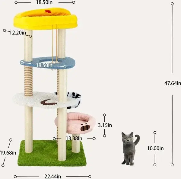 Pet Region's Plush Cat Tree 47.64" Large Scratching Post