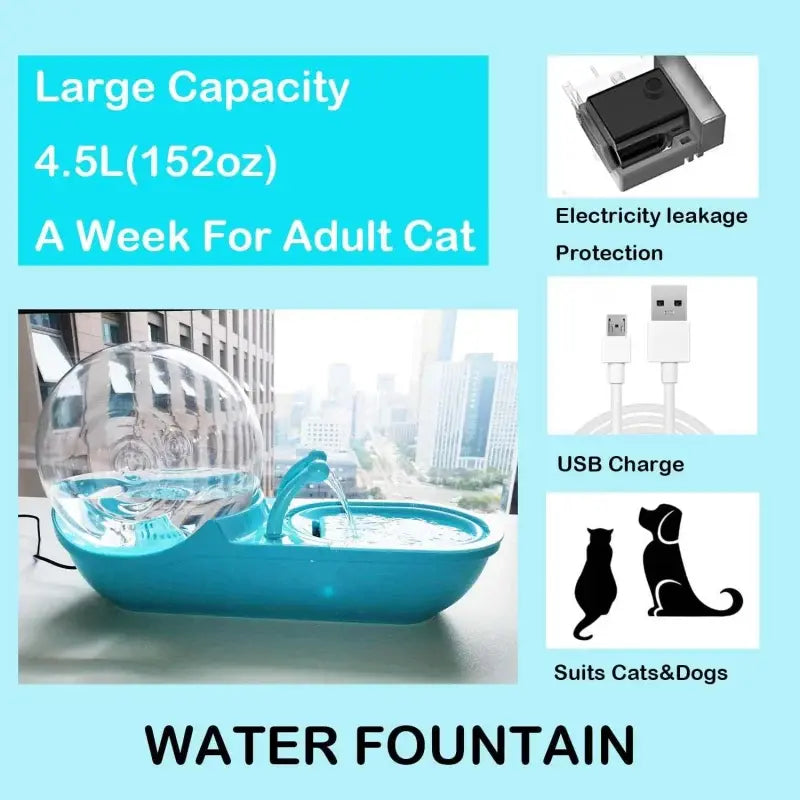 Fancy pet water fountain and dispenser for cats, dogs