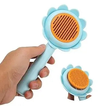 Flower Push-Button Grooming Brush for Pets – Stylish Self-Cleaning Brush for Dogs & Cats