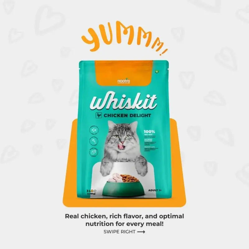 Whiskit Cat Food Chicken Delight, Premium 3Lbs Meal