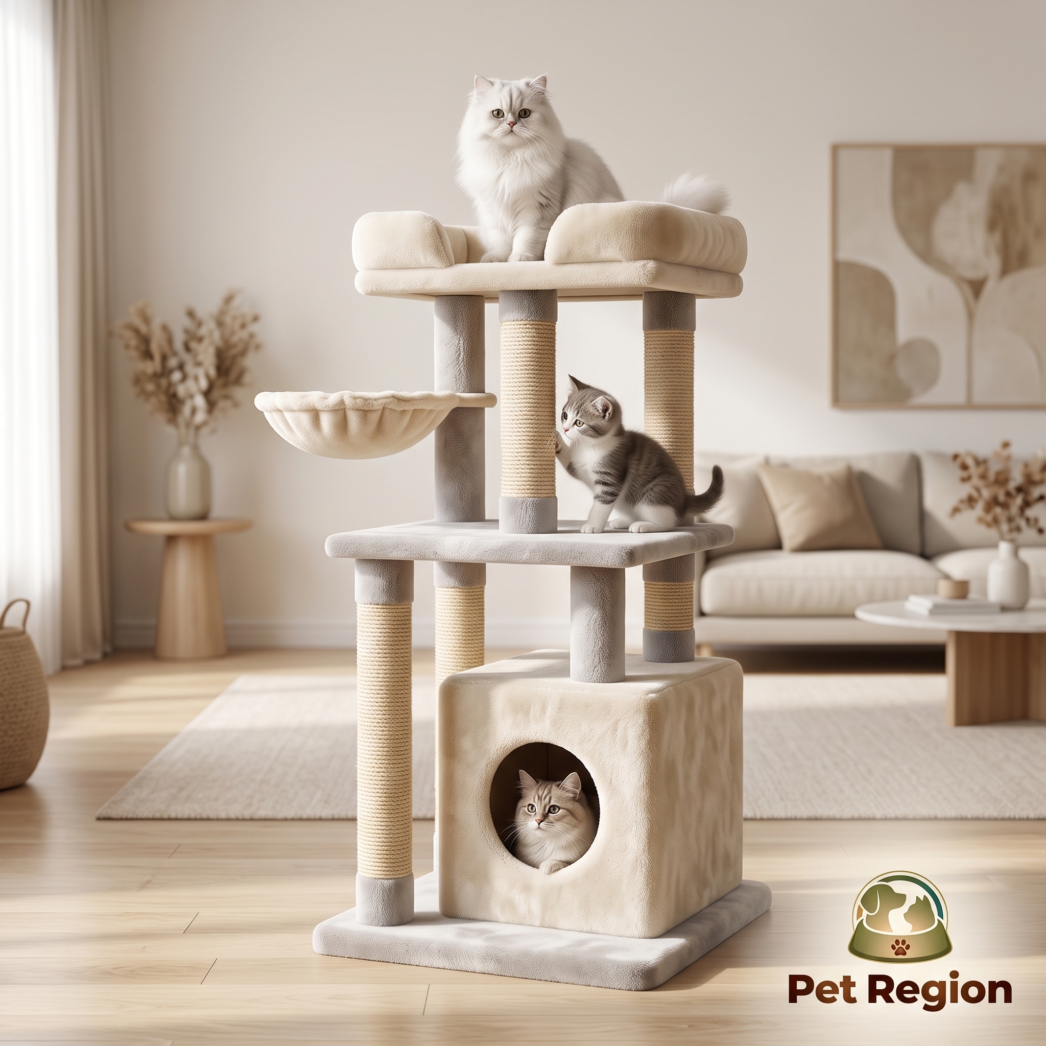 Pet Region's Plush Cat Tree 47.64" Large Scratching Post