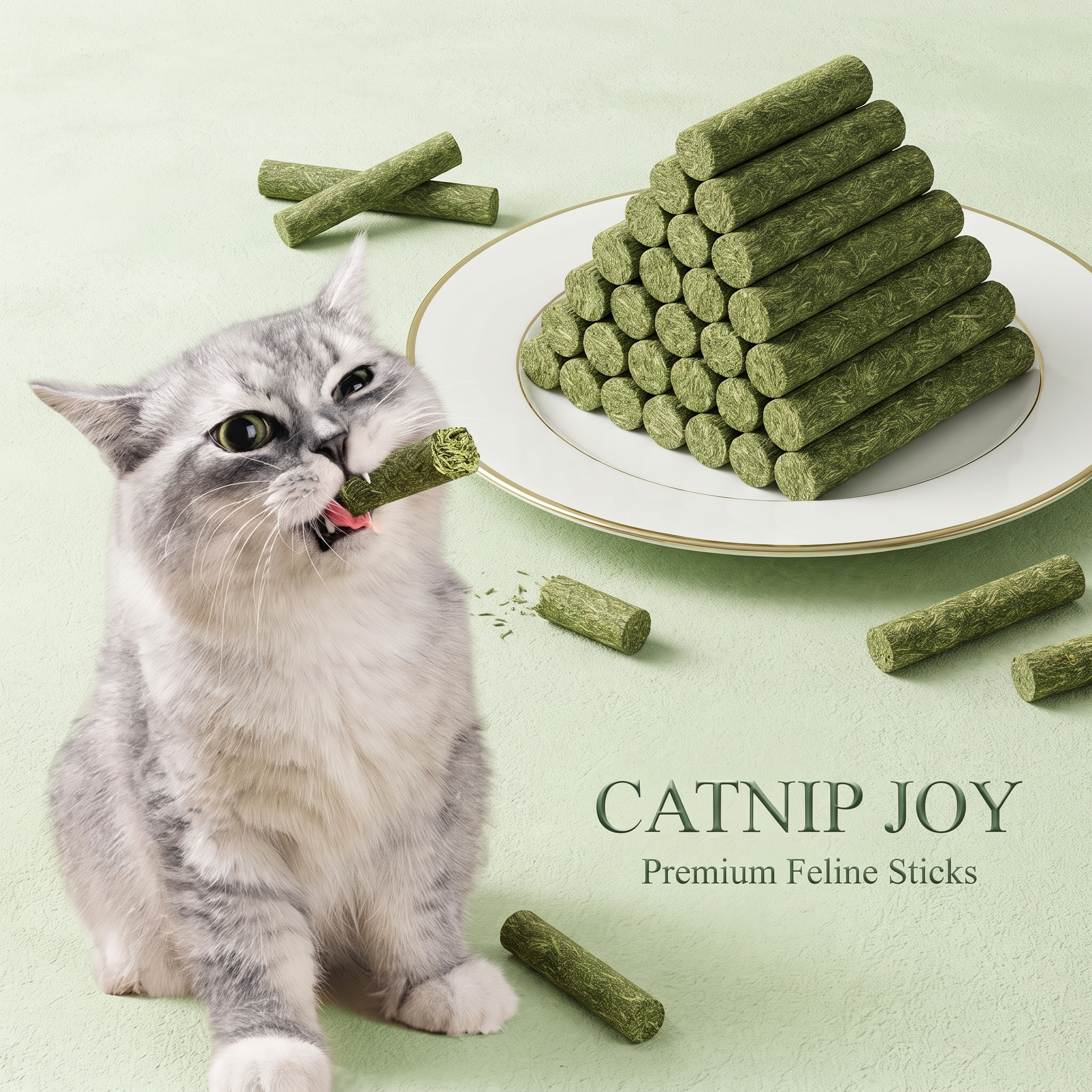 Cat Dental Chews Grass Sticks β Chicken Flavor, 6 Pcs - Image 2