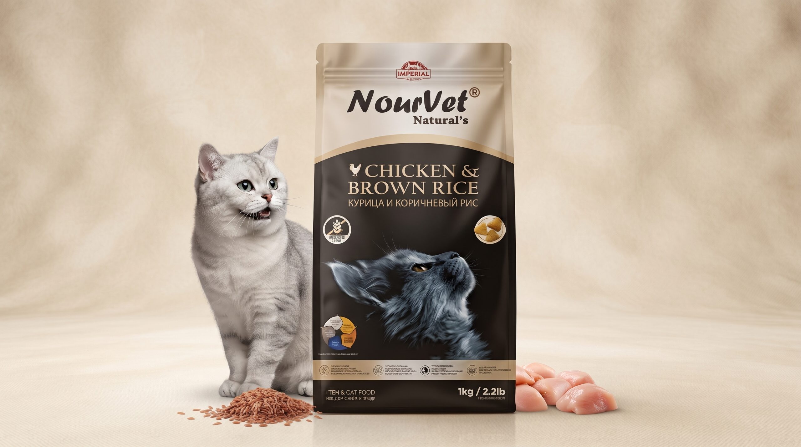Nourvet Cat Food 1KG – Chicken & Brown Rice Flavour | Premium Dry Cat Food for Cats