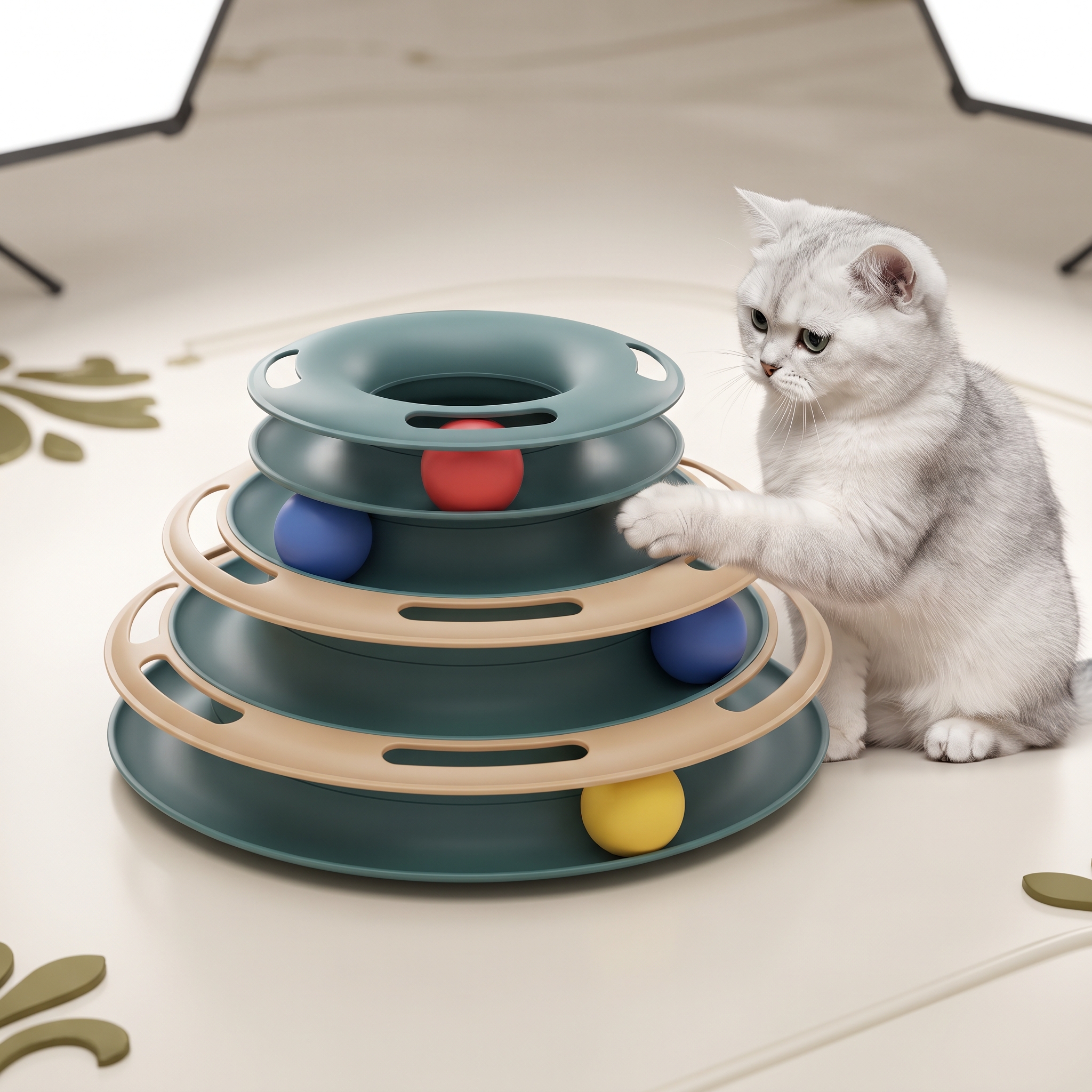3-layer interactive cat toy tower