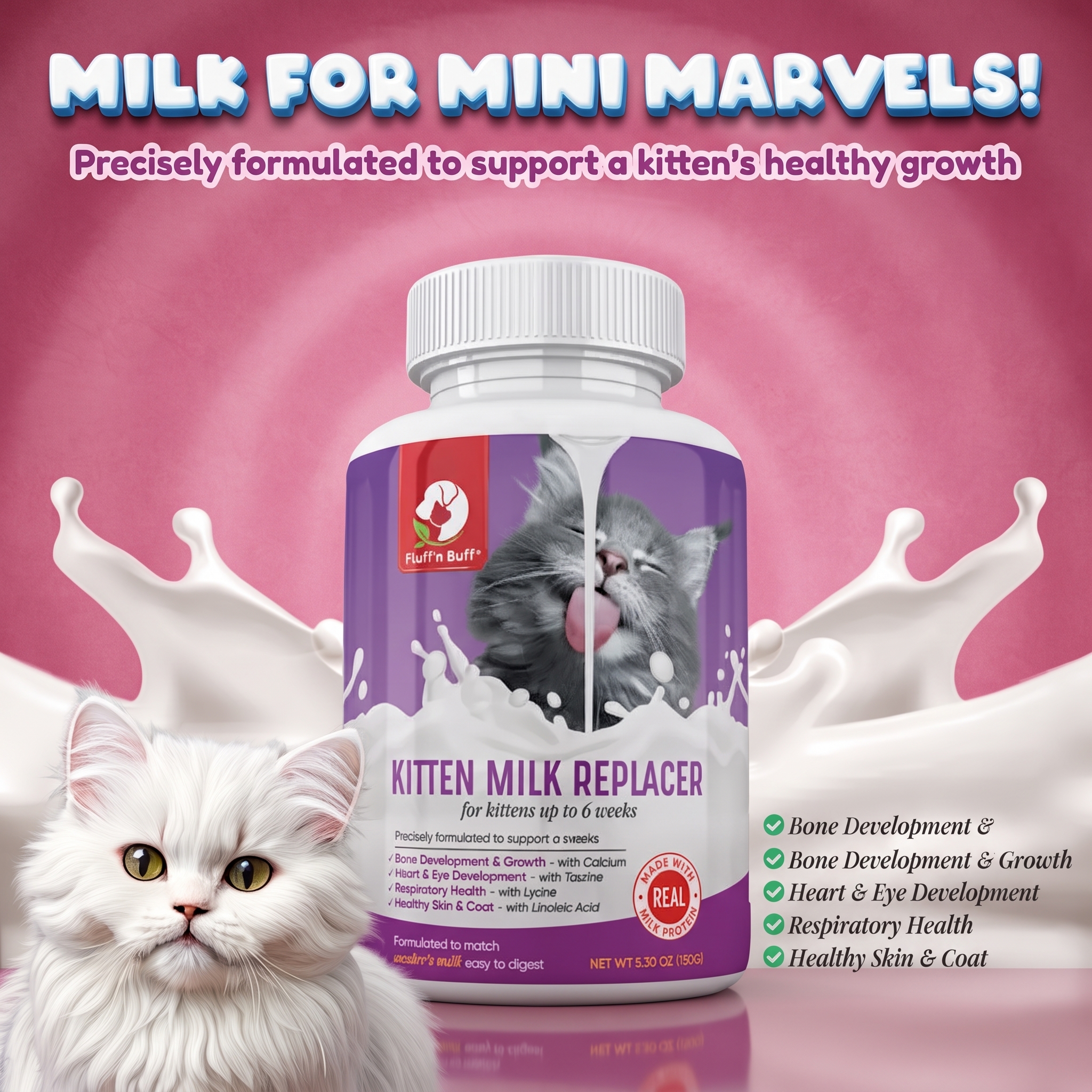 Fluff n Buff Kitten Milk Replacer – Complete Nutrition for Kittens - Image 4