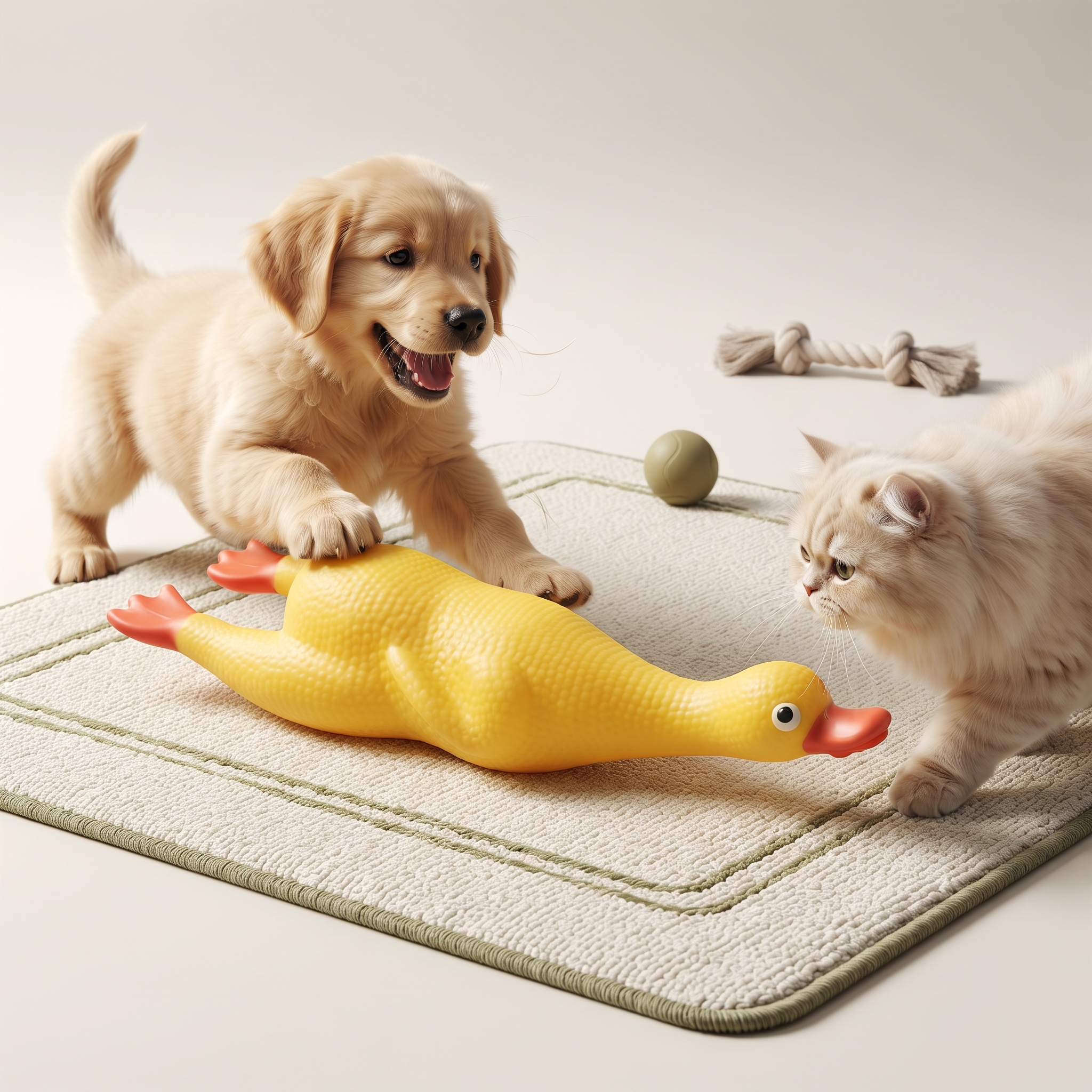 Pet Trust Yellow Duck Squeaky Rubber Toy for Cats & Dogs